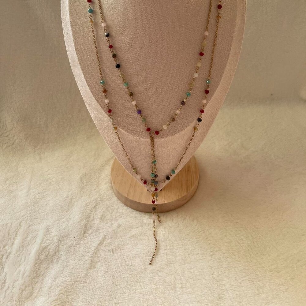 Multi-Strand Layered Beaded Y-Necklace - Picture 5 of 7